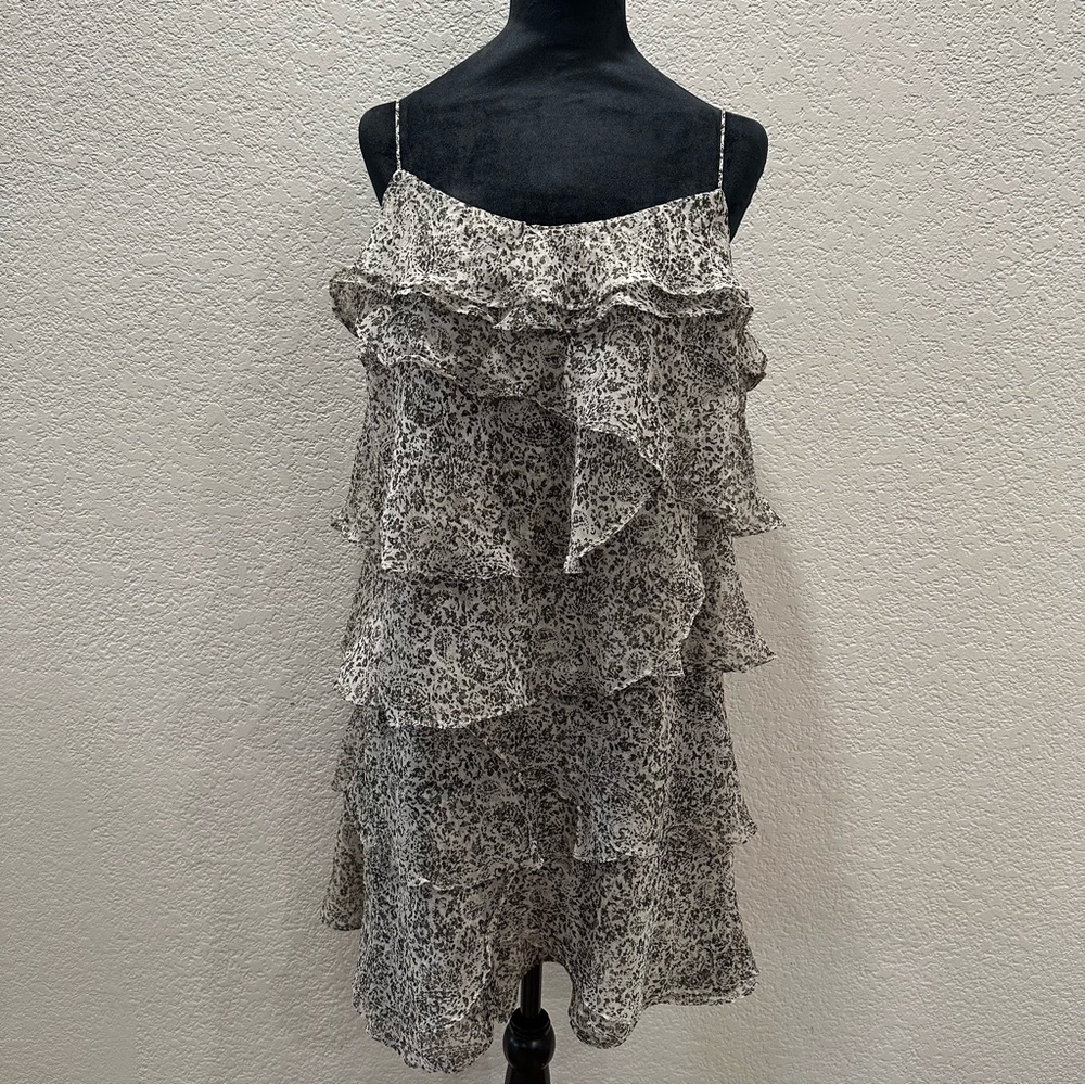MNG CASUAL, LAYERED RUFFLES, BOHO,‎ ROMANTIC, FEMININE MINI DRESS